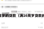 满16周岁的贷款（满16周岁贷款的口子）