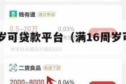 满16周岁可贷款平台（满16周岁可贷款的平台）