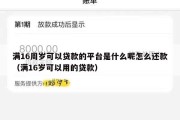 满16周岁可以贷款的平台是什么呢怎么还款（满16岁可以用的贷款）